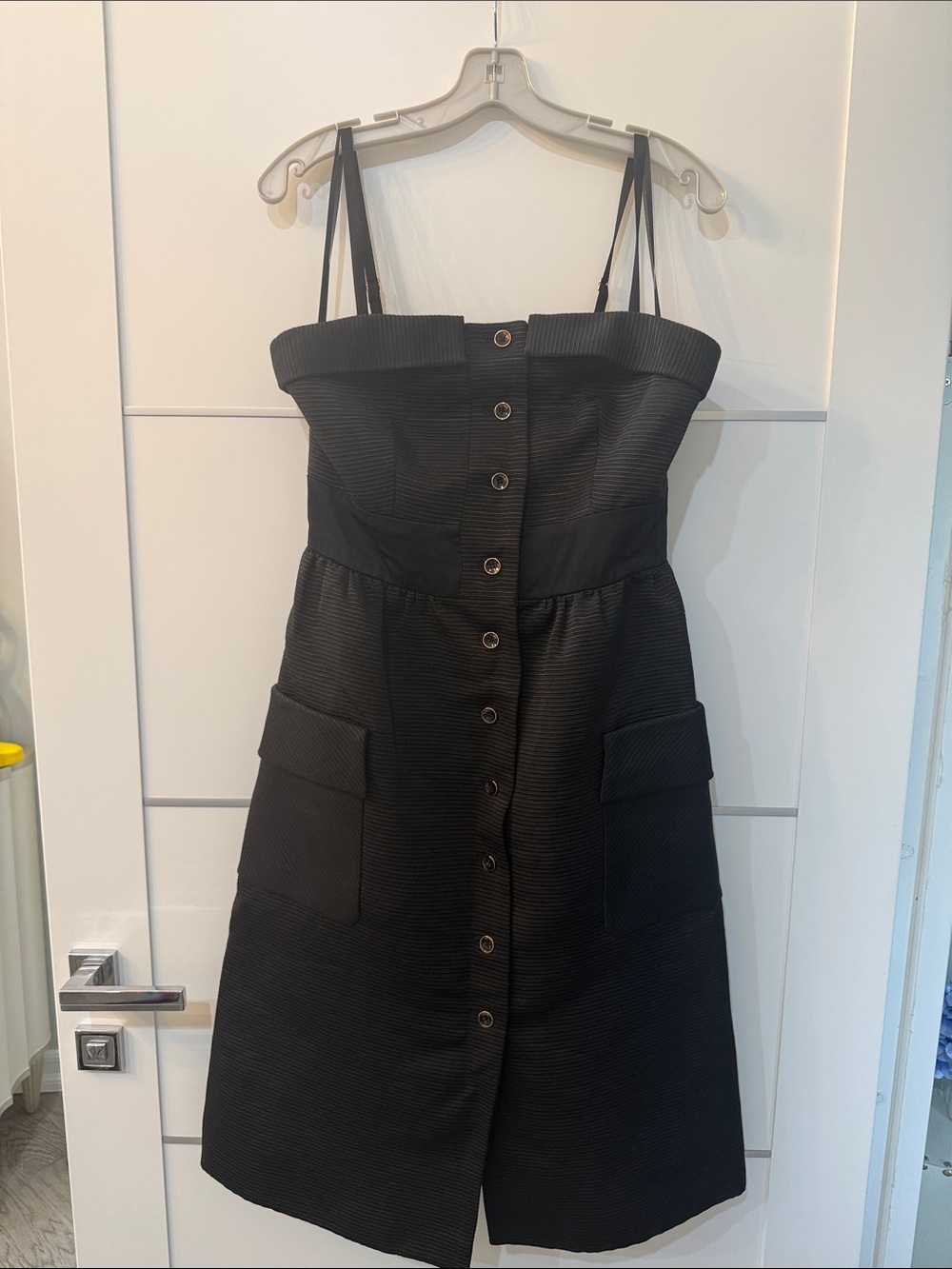 Ted Baker Black Strapless Button-Front Dress